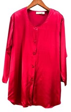 Victoria s Secret Vintage Gold Label 100 Silk Red Single Button Gown Women s M