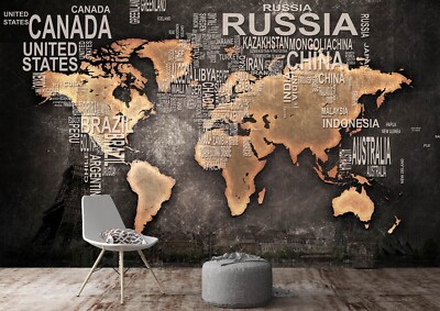 3D Letter World Map ZHUA829 Wallpaper Wall Murals Removable Self-adhesive Ann