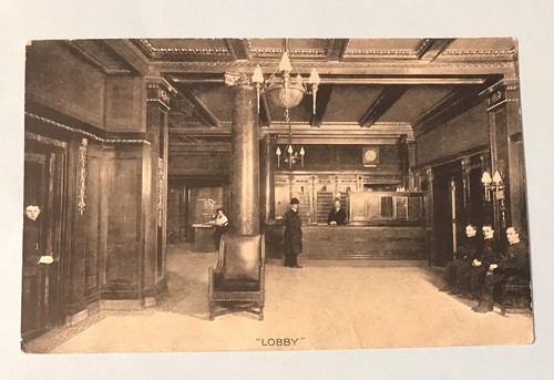 Manhattan New York NY Postcard 1908 Lobby Hotel Woodstock - 第 1/2 張圖片