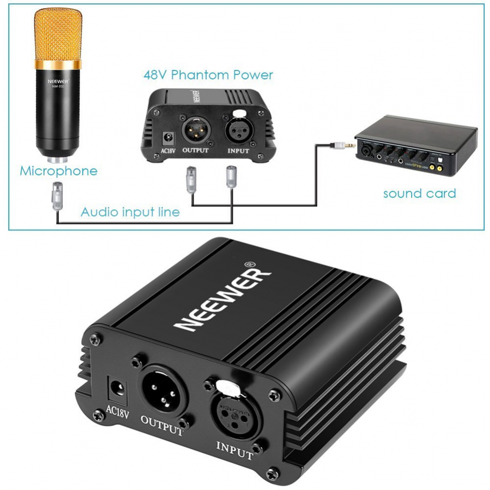 Neewer 48V Phantom Power Supply with XLR Cable - For Nigeria