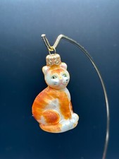 Cat Ornament - Blown Glass Hand Painted