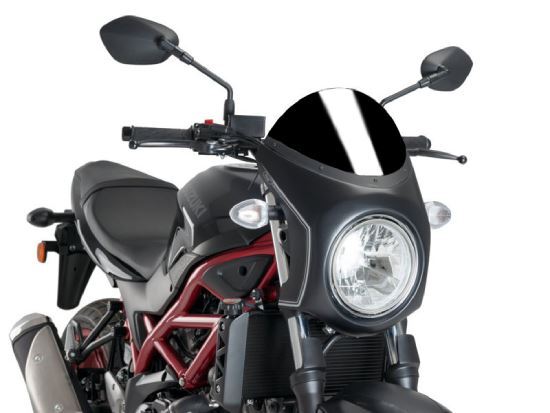 Puig Retro Black Semi Fairing And Black Screen 195mm Suzuki SV 650 2016-2025