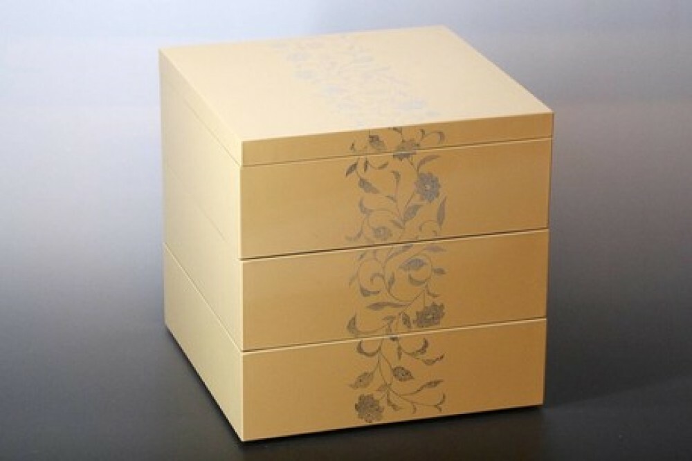 Jubako Echizen Urushi Caja Bento Japonesa De Laca Art Deco Crema Japón