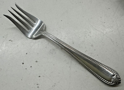 1 Cold Meat Serving Fork Lenox Bead Stainless Glossy Plume Tip 18/10 8 5/8''