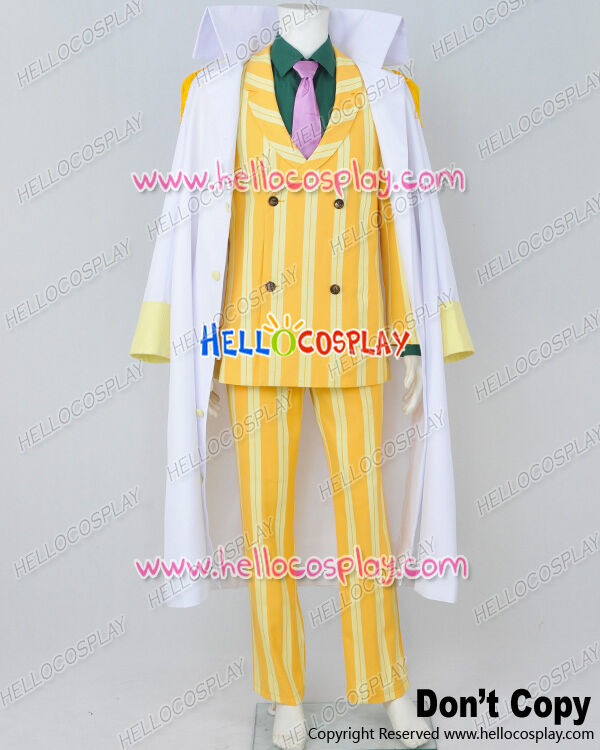 Admiral Sakazuki Kizaru Borsalino Yellow Stripe Cosplay Costume