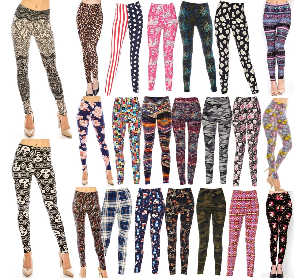 Leggings suaves cepillados estampados para mujer talla regular/grande Foto 2 de 4