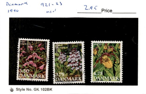 Dänemark, Briefmarke, #921-923 gebraucht, 1990 Blumen (AB)