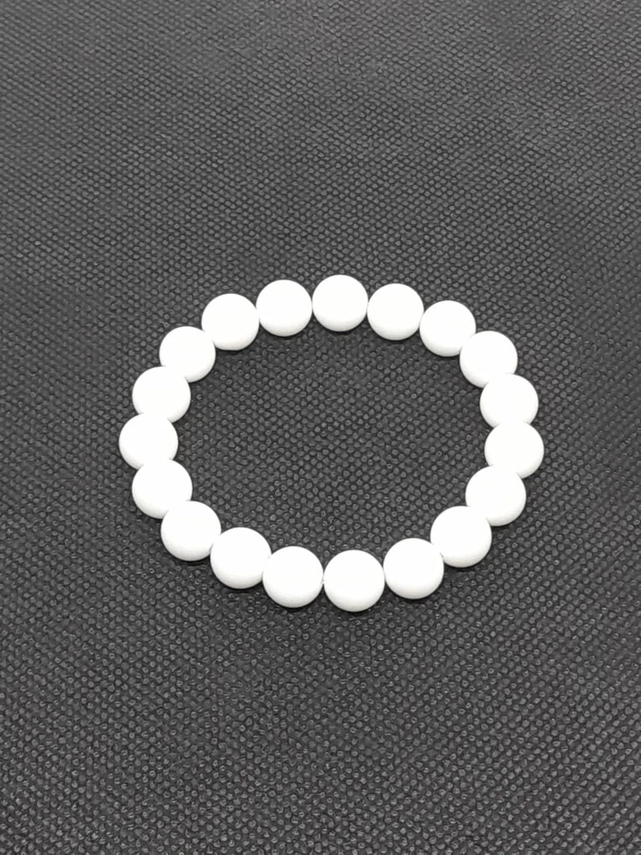 Изящный белый агат гладкий круглый 8-10 мм бисер растягивающийся унисекс браслеты 6-8'' - Изображение 4 из 4