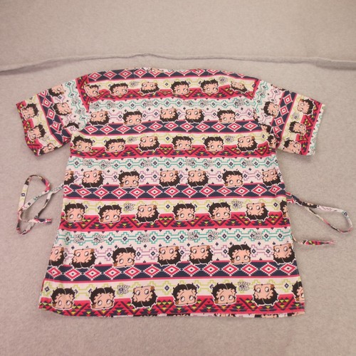 Betty Boop Scrub Top Womens 1X Aztec Multicolor All Over Print Geometric - Picture 6 of 10