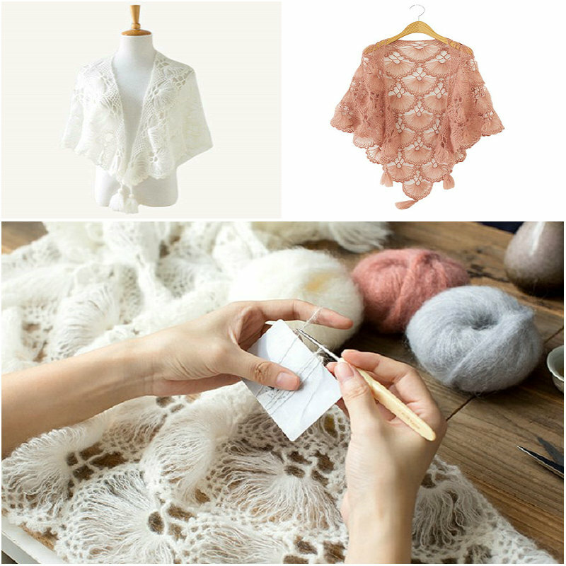 Sale 2BallsX25gr Fluffy Lace Mohair Warm Shawl Rugs Hand Knit Crocheted