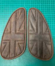 Union Jack Tobacco Leather knee Tank Pads for Triumphs