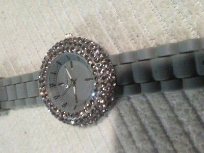 SILVER Crystal Bling Watch Women Quartz Watches Wrist Strap Round Watch Artificial  main image 3