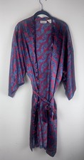 VTG Victoria  s Secret Gold Label Robe Sheer Paisley One Size Red Blue Belted