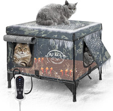 Heated Cat House for Outside, Outdoor Pet Shelter with Remote Control, Insulated