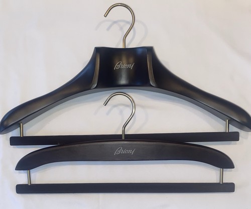 Brioni (2 Piece) 18’’ Heavy Duty Wooden Coat/Suit Hanger, 14” Trouser Bar