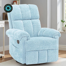 Recliner Chair Swivel Rocker Recliner Chair for Adults Blue