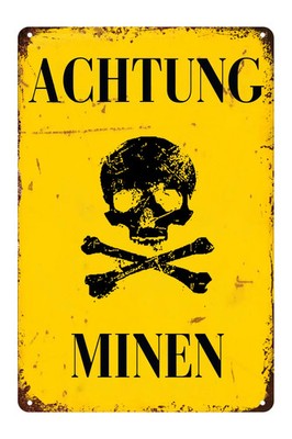Achtung Minen Military Warning Mine Tin Metal Signs Home Décor 8x12 