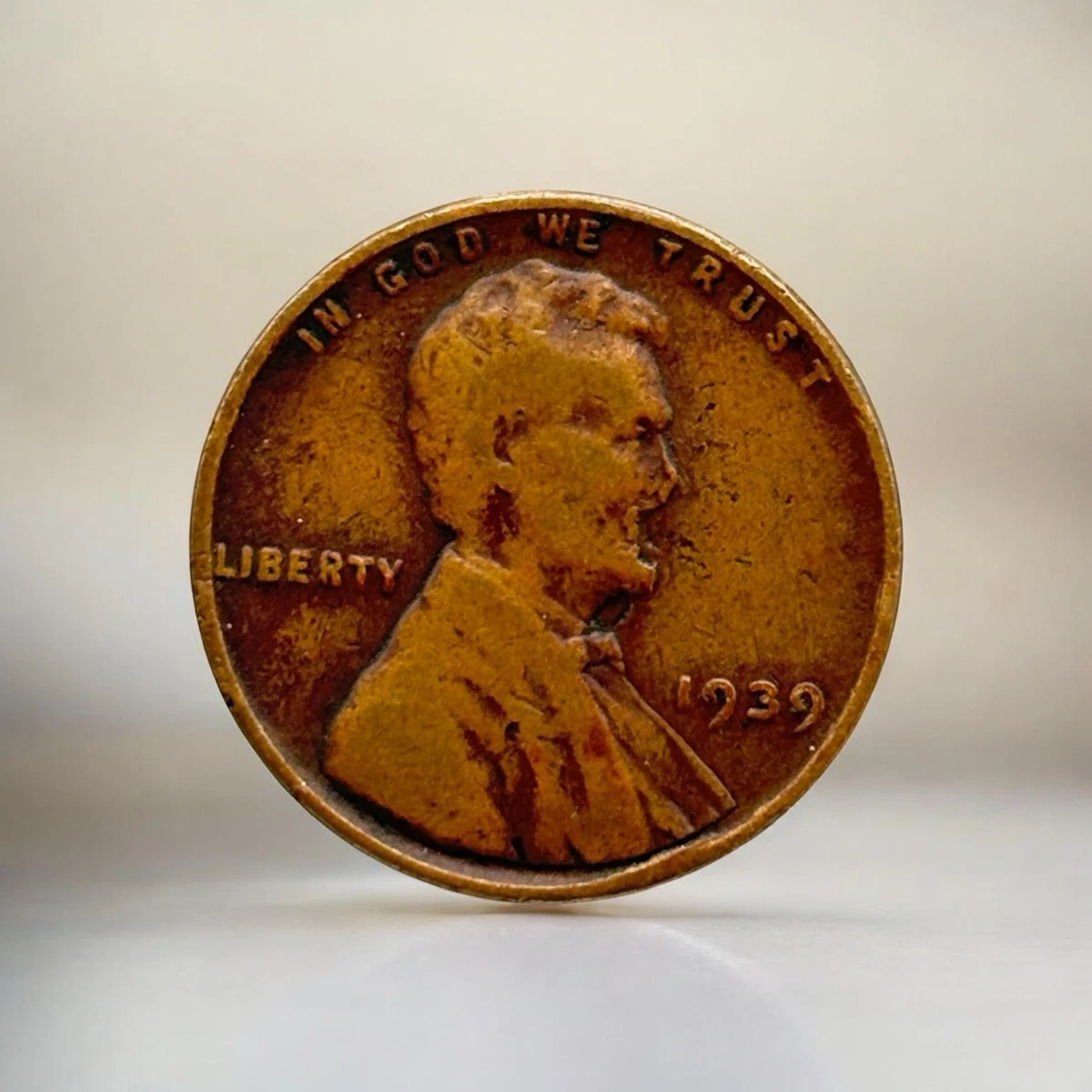 1939 P Lincoln 1C Wheat Penny with Missing Face Lamination