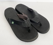 Sanuk Womens Black Flip Flop Yoga Matt Sandals Size 8 Beach Comfortable