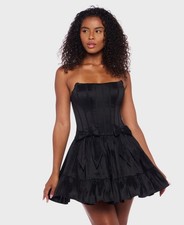 Alex & Sophia Juniors' Sleeveless Taffeta Fit & Flare Dress - Black Size 11/12
