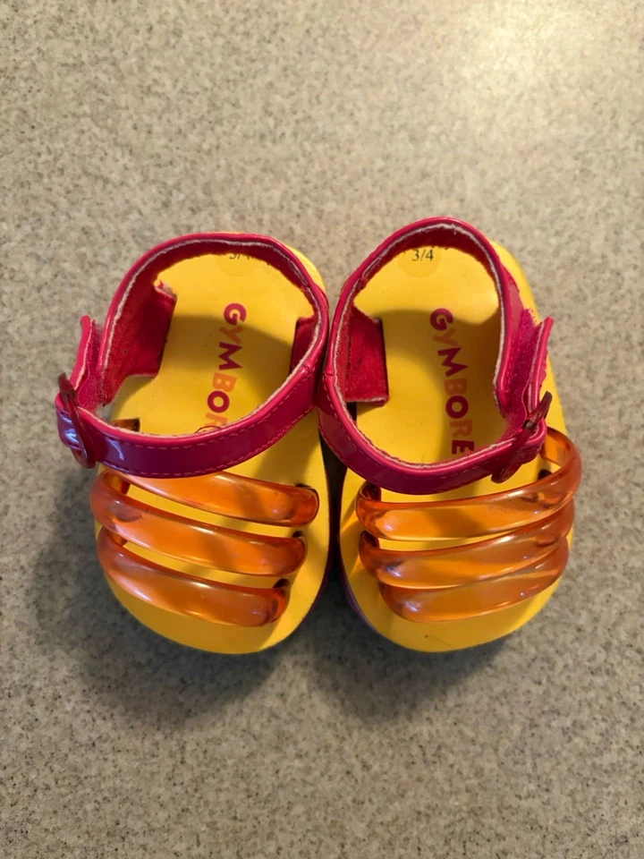 Sandalias Y2K Gymboree Niño Pequeño Rosa Amarillo Naranja Jalea Talla 3/4 Foto 2 de 4