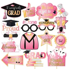 Graduation Photo Booth Props, 2025 Grad Party Decorations Supplies Pose Signs...