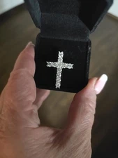 3.20 Carat VVS1 Ice White Round Cut Moissanite 925 Silver Jesus Cross Pendant