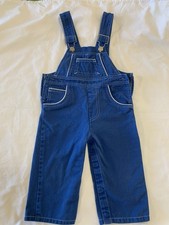 Vintage PopSicle Boys Overall Snap Closure Denim Blue White Trim 24 Months
