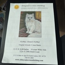 SHINYSUN'S CROSS STITCHING Home Sweet Home Cat Kitty Counted Cross Stitch Chart
