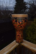 REMO Mondo Key-Tuned Djembe Drum 12"x24" Kintekloth Design