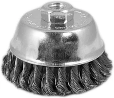 13989 4InX5/8-11NC Single Row Knotted Cup Brush with 0.02-Gauge Stainless Steel