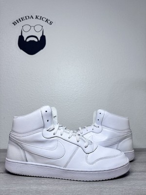 Size 14 - Nike Ebernon Mid AQ1773-100 Athletic Shoes Triple White Leather