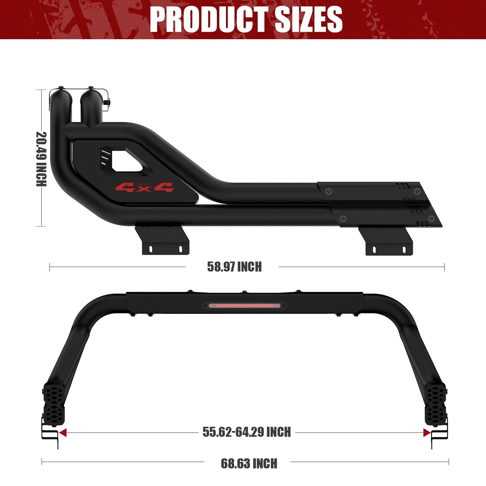 Universal Truck Bed Roll Bars Adjustable Chase Rack Sport Bar