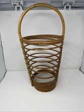 Vintage MCM 1960s Bamboo and Rattan Umbrella Stand Holder Italian