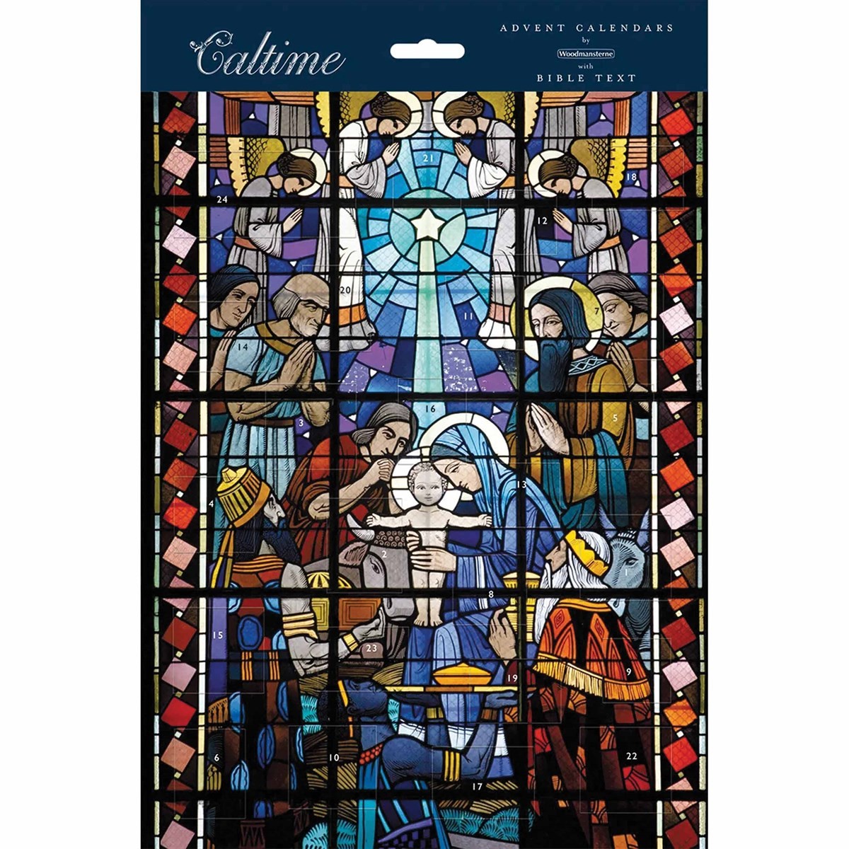 Stained Glass Nativity Portrait Traditional Advent Calendar, Gift