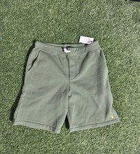 Polo Ralph Lauren Boys Olive Fleece Shorts Red Pony Logo Size L 14 16 NWT