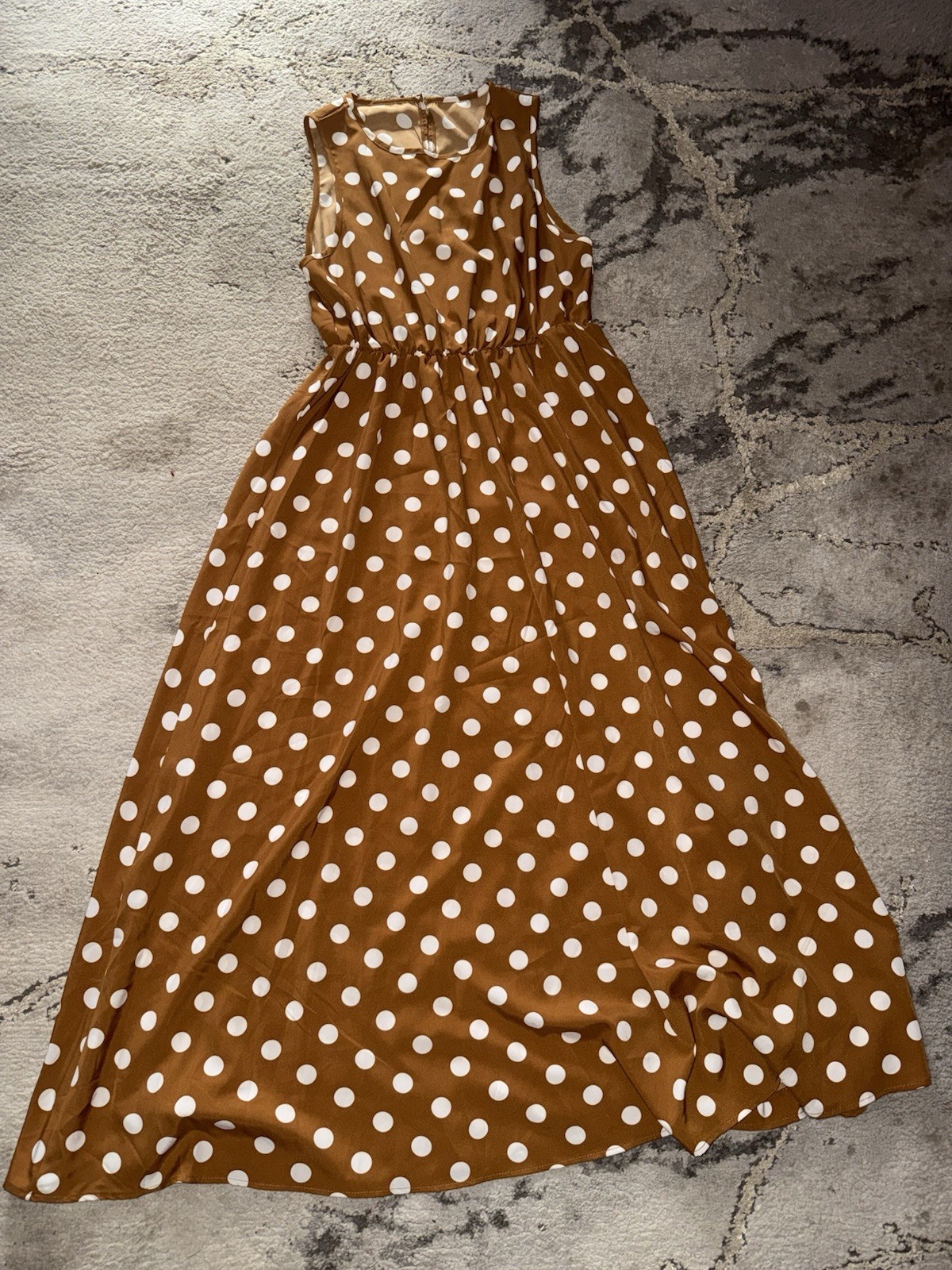 Women's Light Brown Polka Dot Strapless Gown Dress Size 12