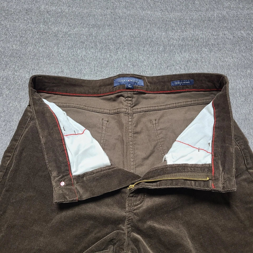 Tommy Hilfiger Pantalones Mujer 14 Marrón Tribeca Ajustados Pana Elastizados Informales Foto 4 de 4