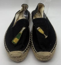 Soludos Espadrille Cheers Champagne Bottle Glass Flats New Years Party Sz 9.5