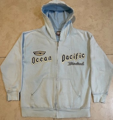 Vtg Ocean Pacific OP Thrashed Faded Hoodie XS Surf Skate Grunge Billabong 90 Y2K