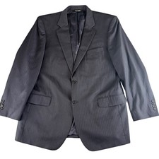 Jos A Bank Signature Collection Blazer 46L Navy Blue Herringbone Wool Sport Coat