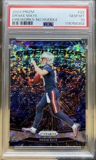 2024 Panini Prizm Drake Maye Psa 10 Fireworks 22 No Huddle Disco Silver Rookie