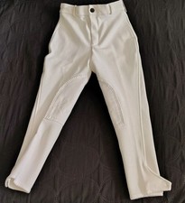 Size 8 Tuff Rider Childrens Breeches White Ribb Knee Patch Equestrian Boys Girls