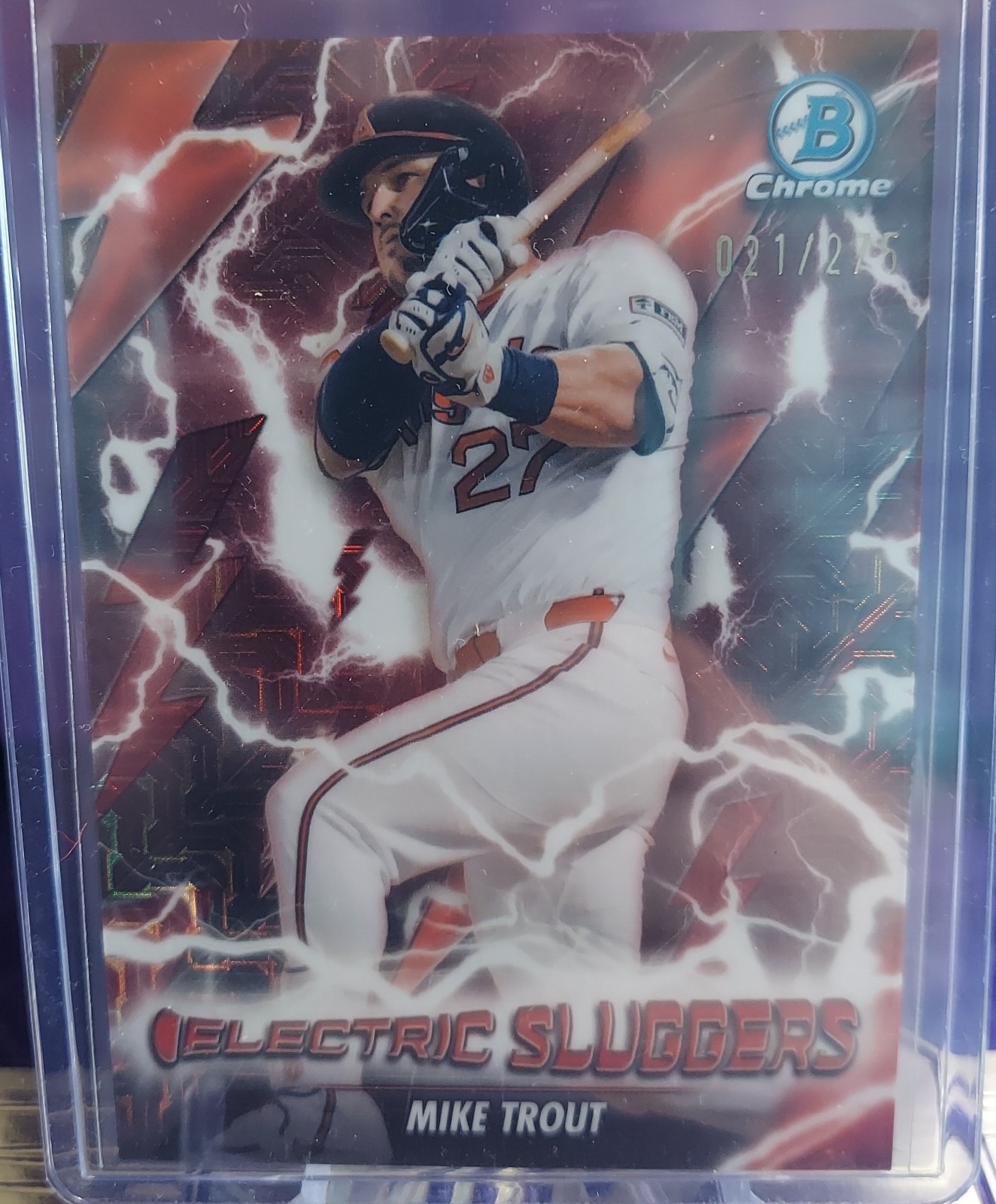 2026 Bowman Mike Trout #ES-25 Burgundy Mojo Refractor 21/275 Angels