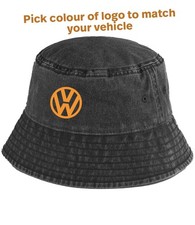 NEW Vintage Look Bucket Hat With Embroidered VW Logo Car, Van, Campervan VW Dub