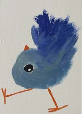 ACEO Original Painting, Bird Impressionism Oil Art, Emmer Plaxe, Animal Abstract