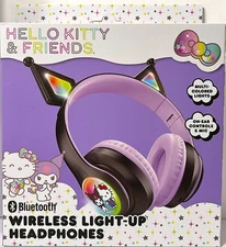 Hello Kitty and Friends KUROMI Wireless Light Up Headphones Bluetooth w/Mic NEW