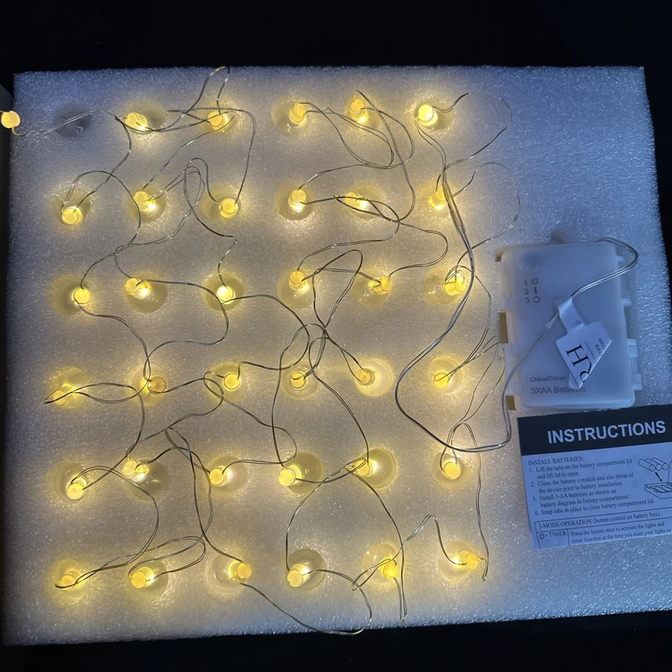 HERRAJES DE RESTAURACIÓN ORO NORTH STARLIT VIDRIO TRANSPARENTE CADENA LUCES 20 PIES Foto 3 de 4