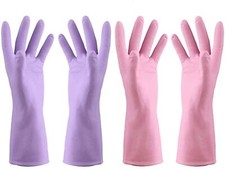 2 Pairs Household Rubber Gloves for Cleaning Dishwashing Gloves Purple Pink M