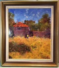 R Dickinson 2017 Country House Scene Framed Oil Painting
